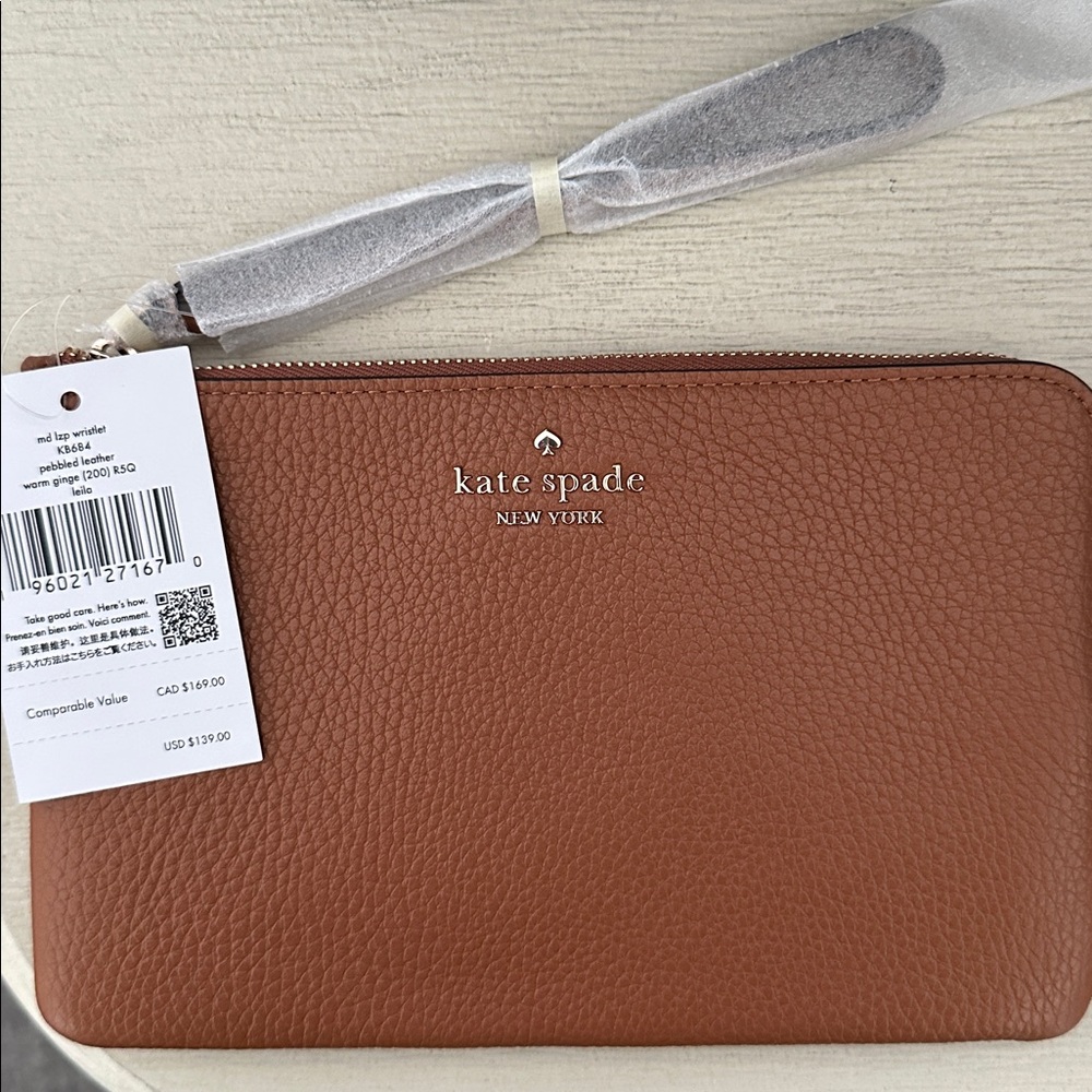 Kate Spade Tan Leather Wristlet